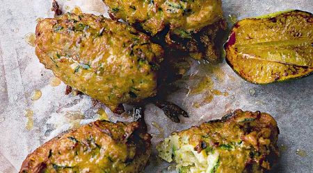 Courgette And  Manouri  Fritters