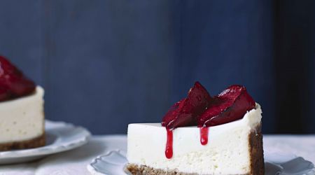 New  York  Style  Cheesecake With  Roasted  Plums