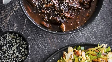 Korean BBQ Beef and Kimchi Slaw