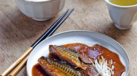 Miso-simmered mackerel