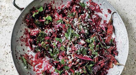 Beetroot and ruby chard thoran