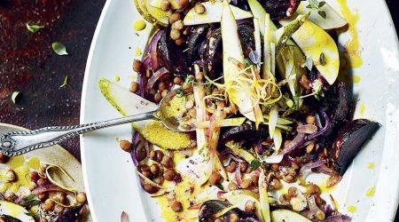 Roasted beetroot and lentil salad