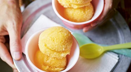 Tinned Peach Ginger Beer Sorbet