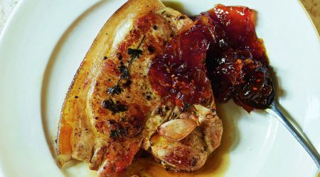 Pork chop with green tomato marmalade Rice 017