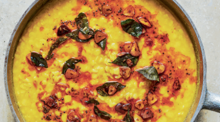 Toor dal with curry leaves, tamarind and coriander